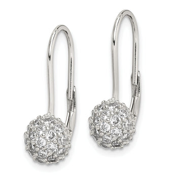Sterling Silver Rhodium-plated CZ Leverback Earrings