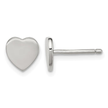 Sterling Silver Rhodium-plated Polished Heart Children's Post Earrings - Birthstone Company