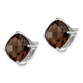 Sterling Silver Rhodium-plated Smoky Quartz Earrings - Birthstone Company
