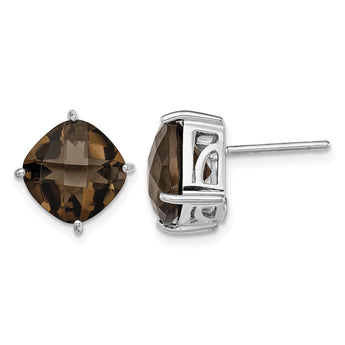 Sterling Silver Rhodium-plated Smoky Quartz Earrings - Birthstone Company