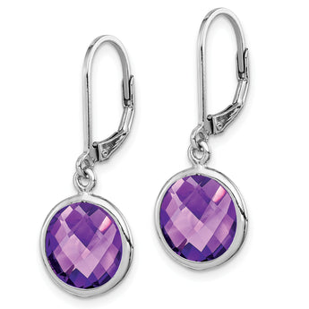 Sterling Silver Rhodium-plated Amethyst Earrings