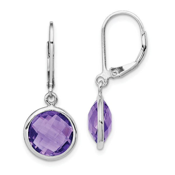 Sterling Silver Rhodium-plated Amethyst Earrings