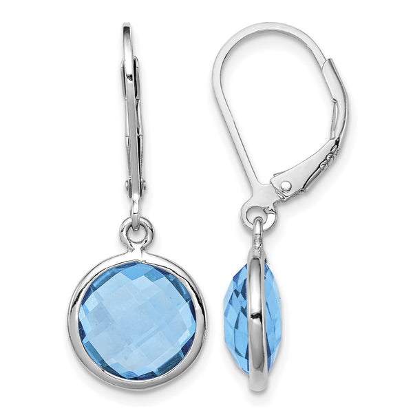 Sterling Silver Rhodium-plated Blue Topaz Earrings - Birthstone Company