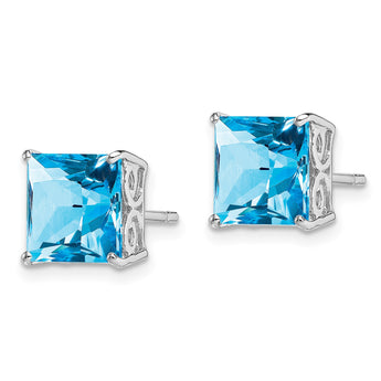 Sterling Silver Rhodium-plated Blue Topaz Earrings - Birthstone Company