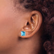 Sterling Silver Rhodium-plated Blue Topaz Earrings - Birthstone Company