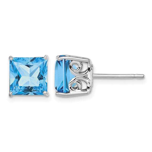Sterling Silver Rhodium-plated Blue Topaz Earrings - Birthstone Company