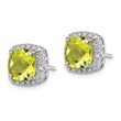 Sterling Silver Rhodium-plated Lemon Quartz and Diamond Earrings - Birthstone Company