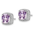 Sterling Silver Rhodium-plated Pink Quartz and Diamond Earrings - Birthstone Company