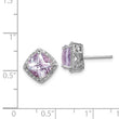 Sterling Silver Rhodium-plated Pink Quartz and Diamond Earrings - Birthstone Company