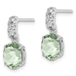 Sterling Silver Rhodium-plated Green Quartz Earrings