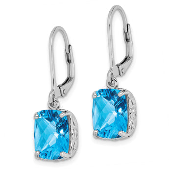 Sterling Silver Rhodium-plated Blue Topaz Earrings - Birthstone Company