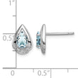 Sterling Silver Rhodium Plated Diamond & Aquamarine Post Earrings - Birthstone Company