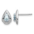Sterling Silver Rhodium Plated Diamond & Aquamarine Post Earrings - Birthstone Company