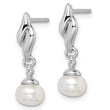 Sterling Silver Rhodium Plated Diamond & FW Cultured Pearl Post Ear - Birthstone Company