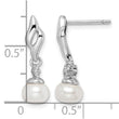 Sterling Silver Rhodium Plated Diamond & FW Cultured Pearl Post Ear - Birthstone Company