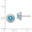 Sterling Silver Rhodium Plated Diamond and Blue Topaz Post Earrings