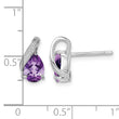 Sterling Silver Rhodium Plated Diamond and Amethyst Post Earrings - Birthstone Company