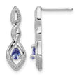 Sterling Silver Rhodium Plated Diamond and Tanzanite Post Earrings - Birthstone Company