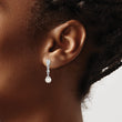 Sterling Silver Rhodium Plated Diamond & FW Cultured Pearl Earrings - Birthstone Company