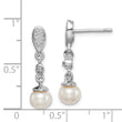 Sterling Silver Rhodium Plated Diamond & FW Cultured Pearl Earrings - Birthstone Company