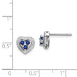 Sterling Silver Rhodium Plated Diamond & Sapphire Heart Earrings - Birthstone Company