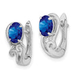 Sterling Silver Rhodium Plated Diamond & Sapphire Hinged Earrings - Birthstone Company