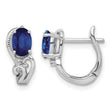 Sterling Silver Rhodium Plated Diamond & Sapphire Hinged Earrings - Birthstone Company