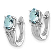 Sterling Silver Rhodium Plated Dia. Aquamarine Hinged Earrings - Birthstone Company