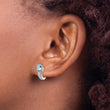Sterling Silver Rhodium Plated Dia. Aquamarine Hinged Earrings - Birthstone Company