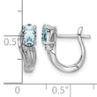 Sterling Silver Rhodium Plated Dia. Aquamarine Hinged Earrings - Birthstone Company