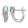 Sterling Silver Rhodium Plated Dia. Aquamarine Hinged Earrings - Birthstone Company