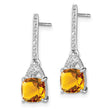 Sterling Silver Rhodium Plated Diamond and Citrine Post Earrings - Birthstone Company
