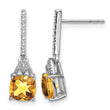 Sterling Silver Rhodium Plated Diamond and Citrine Post Earrings - Birthstone Company