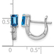 Sterling Silver Rhodium Plated Blue Topaz Hinged Hoop Earrings - Birthstone Company