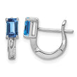 Sterling Silver Rhodium Plated Blue Topaz Hinged Hoop Earrings - Birthstone Company