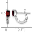 Sterling Silver Rhodium Plated Garnet Hinged Hoop Earrings - Birthstone Company