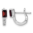 Sterling Silver Rhodium Plated Garnet Hinged Hoop Earrings - Birthstone Company
