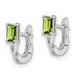 Sterling Silver Rhodium Plated Peridot Hinged Hoop Earrings - Birthstone Company