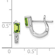 Sterling Silver Rhodium Plated Peridot Hinged Hoop Earrings