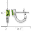 Sterling Silver Rhodium Plated Peridot Hinged Hoop Earrings - Birthstone Company