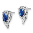 Sterling Silver Rhodium Plated Diamond & Sapphire Post Earrings - Birthstone Company