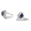 Sterling Silver Rhodium Plated Diamond & Sapphire Post Earrings - Birthstone Company