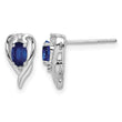 Sterling Silver Rhodium Plated Diamond & Sapphire Post Earrings - Birthstone Company