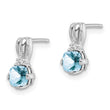 Sterling Silver Rhodium Plated Dia. Aquamarine Round Post Earrings - Birthstone Company