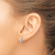 Sterling Silver Rhodium Plated Dia. Aquamarine Round Post Earrings - Birthstone Company