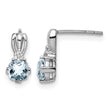 Sterling Silver Rhodium Plated Dia. Aquamarine Round Post Earrings - Birthstone Company