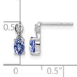 Sterling Silver Rhodium Plated Diamond & Tanzanite Oval Post Earrings - Birthstone Company