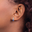 Sterling Silver Rhodium Plated Diamond & Sapphire Oval Post Earrings - Birthstone Company
