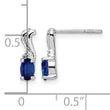Sterling Silver Rhodium Plated Diamond & Sapphire Oval Post Earrings - Birthstone Company