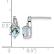 Sterling Silver Rhodium Plated Dia. Aquamarine Heart Post Earrings - Birthstone Company